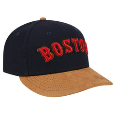 Boston Red Sox New Era Team Suede Visor Low Profile 59FIFTY Fitted Hat - Navy Hats