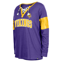 Minnesota Vikings New Era Women's Lace-Up Notch-Neck Long Sleeve T-Shirt Purple