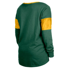 Green Bay Packers New Era Women's Lace-Up Notch-Neck Long Sleeve T-Shirt Green