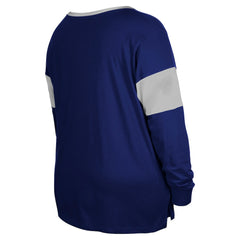 Indianapolis Colts New Era Women's Plus Size Lace-Up Notch Neck Long Sleeve T-Shirt Royal