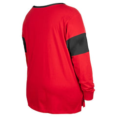 San Francisco 49ers New Era Women's Plus Size Lace-Up Notch Neck Long Sleeve T-Shirt Scarlet