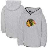 NHL Chicago Blackhawks Girls Youth Ultimate Teddy Fleece Pullover Hoodie - Heather Gray