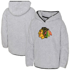 NHL Chicago Blackhawks Girls Youth Ultimate Teddy Fleece Pullover Hoodie - Heather Gray