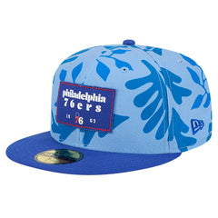 Philadelphia 76ers Palm Fronds 2-Tone 59FIFTY Fitted Hat Royal