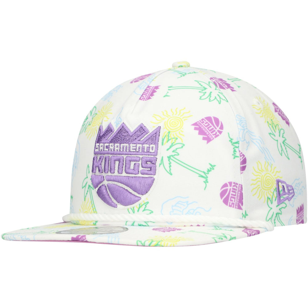 Sacramento Kings Palm Trees and Waves Golfer Adjustable Hat White
