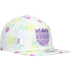 Sacramento Kings Palm Trees and Waves Golfer Adjustable Hat White