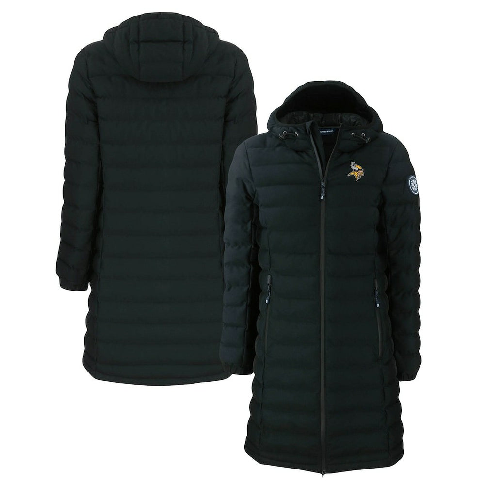 Minnesota Vikings Cutter & Buck Women's Mission Ridge Repreve Eco Insulated Long Full-Zip Puffer Jacket Black