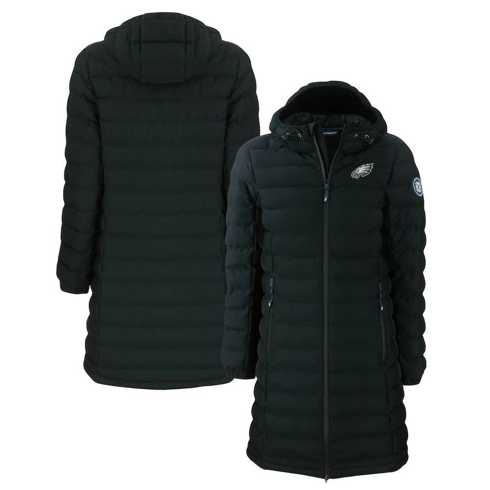 Philadelphia Eagles Cutter & Buck Women's Mission Ridge Repreve Eco Insulated Long Full-Zip Puffer Jacket Black