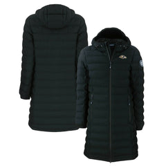 Baltimore Ravens Cutter & Buck Women's Mission Ridge Repreve Eco Insulated Long Full-Zip Puffer Jacket Black