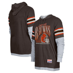 Cleveland Browns New Era Twofer Long Sleeve Hooded T-Shirt Brown