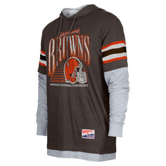 Cleveland Browns New Era Twofer Long Sleeve Hooded T-Shirt Brown