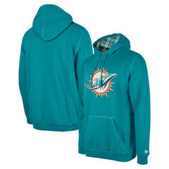 Miami Dolphins New Era 3rd Down Plaid Pullover Hoodie Teal