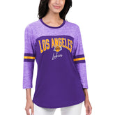 Los Angeles Lakers G-III 4Her by Carl Banks Women's Play the Game 3/4-Sleeve T-Shirt Purple