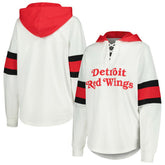 NHL Detroit Red Wings G-III 4Her by Carl Banks Women's Goal Zone Long Sleeve Lace-Up Hoodie T-Shirt - White/Red