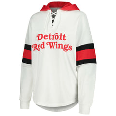 NHL Detroit Red Wings G-III 4Her by Carl Banks Women's Goal Zone Long Sleeve Lace-Up Hoodie T-Shirt - White/Red