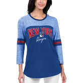 NHL New York Rangers G-III 4Her by Carl Banks Women's Play The Game 3/4-Sleeve T-Shirt - Blue