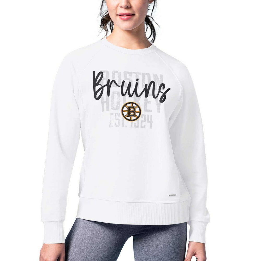 NHL Boston Bruins MSX by Michael Strahan Women's Millie Raglan Pullover Sweatshirt - White