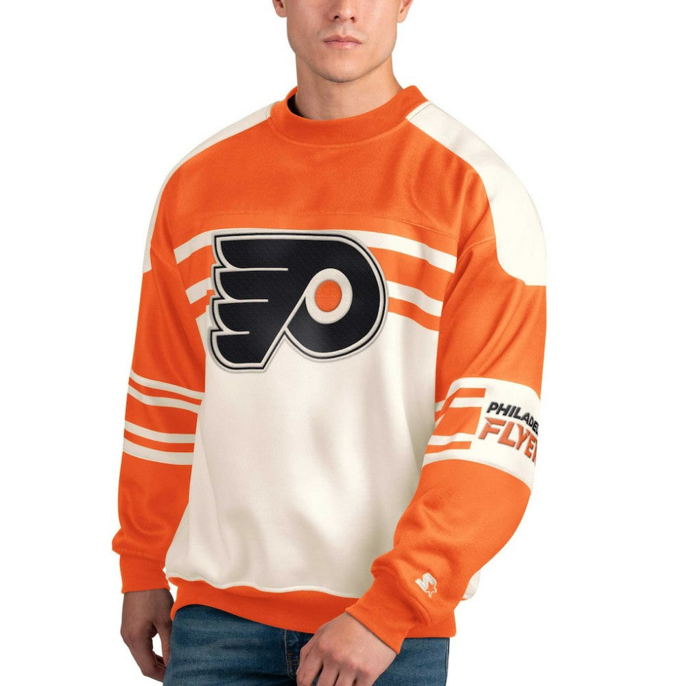 NHL Philadelphia Flyers Starter Defense Fleece Crewneck Pullover Sweatshirt - White