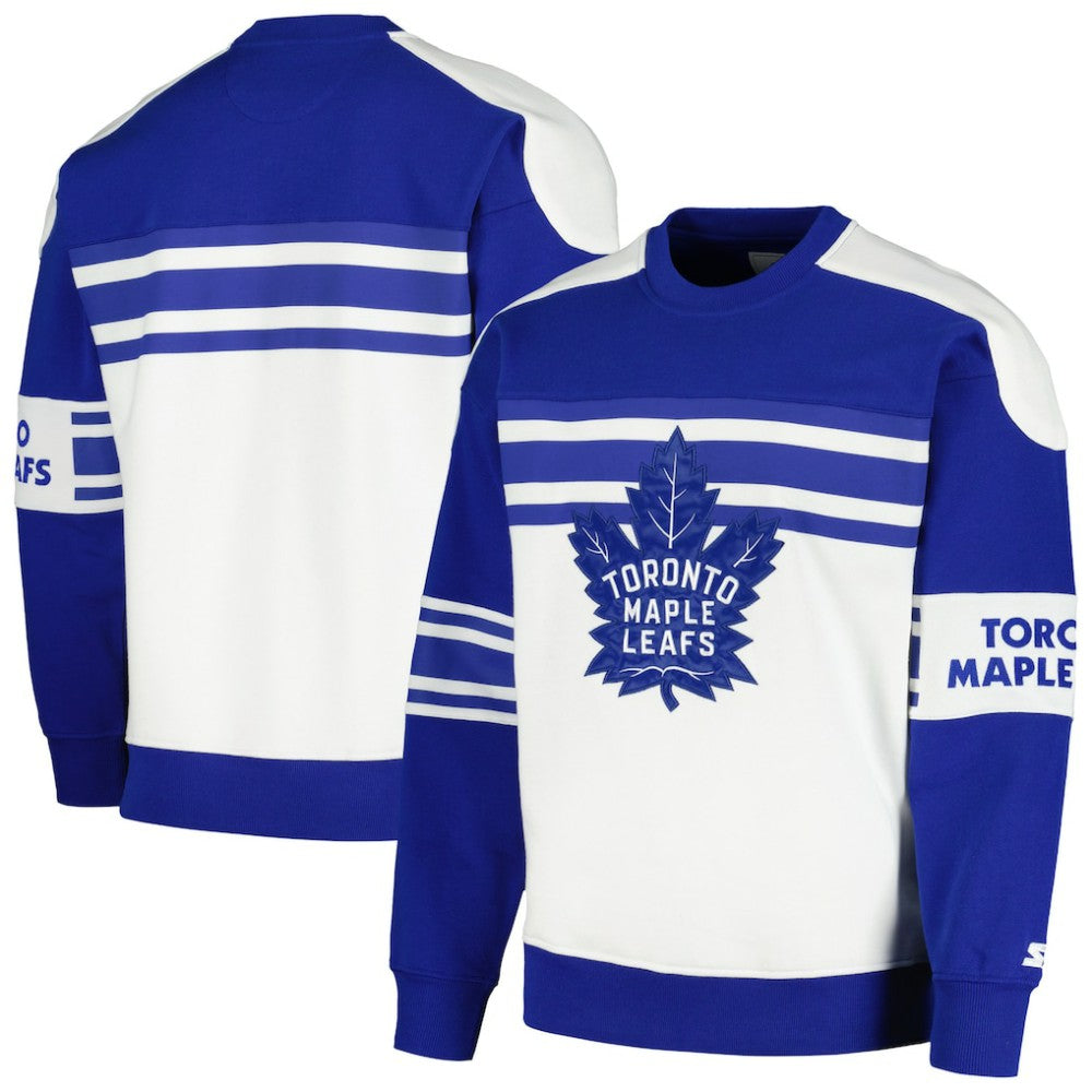 NHL Toronto Maple Leafs Starter Defense Fleece Crewneck Pullover Sweatshirt - White