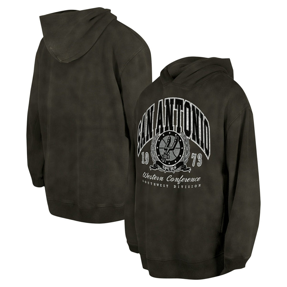 San Antonio Spurs Unisex Oversized Essentials Pigment Wash Fleece Pullover Hoodie Charcoal
