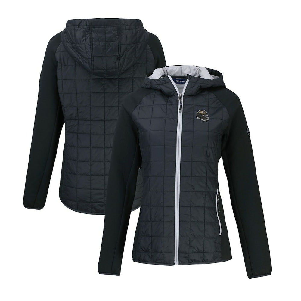 Baltimore Ravens Cutter & Buck Women's Helmet Logo Rainier Primaloft Eco Full-Zip Hybrid Jacket Black