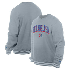 Philadelphia 76ers Chenille Cross Over Pullover Sweatshirt Gray