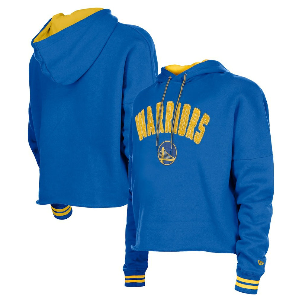 Golden State Warriors Women's Boxy Raw Edge Pullover Hoodie Royal