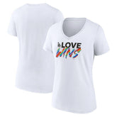 Los Angeles Dodgers Women's Love Wins V-Neck T-Shirt - White T-shirts