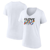 Minnesota Twins Women's Love Wins V-Neck T-Shirt - White T-shirts