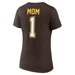 San Diego Padres Women's Mother's Day #1 Mom V-Neck T-Shirt - Brown T-shirts