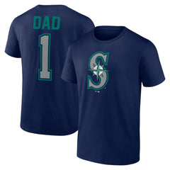 Seattle Mariners Father's Day #1 Dad T-Shirt - Navy T-shirts