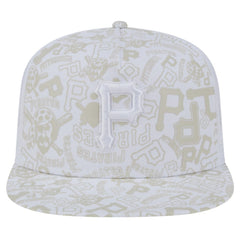 Pittsburgh Pirates New Era Logo Dunes A-Frame Trucker 9FIFTY Snapback Hat - White Hats