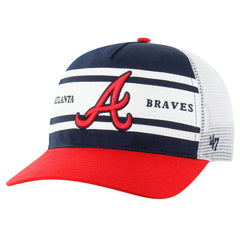 Atlanta Braves '47 Gridiron Super Stripe Relaxed Trucker Hitch Adjustable Hat - Navy Hats