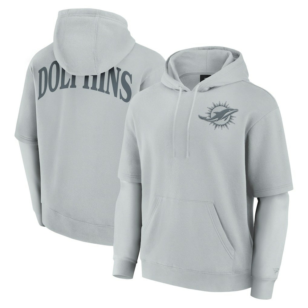 Miami Dolphins Unisex Sleek Elements Pullover Hoodie Gray