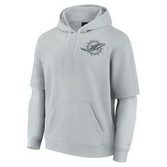 Miami Dolphins Unisex Sleek Elements Pullover Hoodie Gray