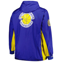 Golden State Warriors Big & Tall Hardwood Classics Team OG 2.0 Anorak Hoodie Quarter-Zip Windbreaker Jacket Royal