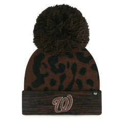 Washington Nationals '47 Women's Rosette Cuffed Knit Hat with Pom - Brown Hats
