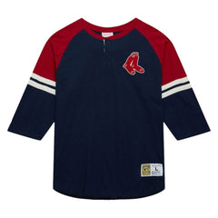 Boston Red Sox Mitchell & Ness Cooperstown Collection Legendary Raglan Slub Henley 3/4-Sleeve T-Shirt - Navy T-shirts