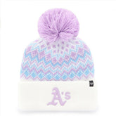 Athletics '47 Girls Youth Elsa Cuffed Knit Hat with Pom - White Hats