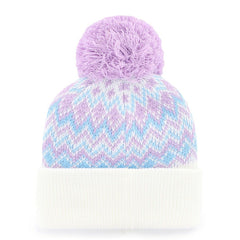 Athletics '47 Girls Youth Elsa Cuffed Knit Hat with Pom - White Hats
