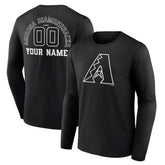 Arizona Diamondbacks Monochrome Personalized Name & Number Long Sleeve T-Shirt - Black T-shirts