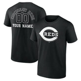 Cincinnati Reds Monochrome Personalized Name & Number T-Shirt - Black T-shirts