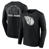 Cleveland Guardians Monochrome Personalized Name & Number Long Sleeve T-Shirt - Black T-shirts