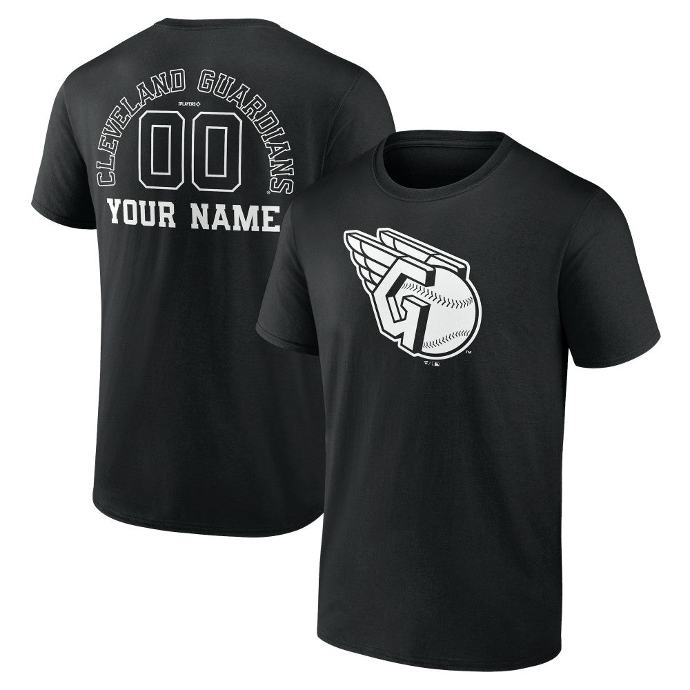 Cleveland Guardians Monochrome Personalized Name & Number T-Shirt - Black T-shirts