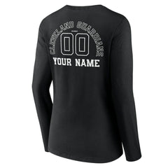 Cleveland Guardians Women's Monochrome Personalized Name & Number Long Sleeve V-Neck T-Shirt - Black T-shirts