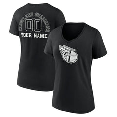 Cleveland Guardians Women's Monochrome Personalized Name & Number V-Neck T-Shirt - Black T-shirts