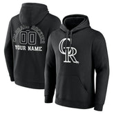 Colorado Rockies Monochrome Personalized Name & Number Pullover Hoodie - Black Hoodies