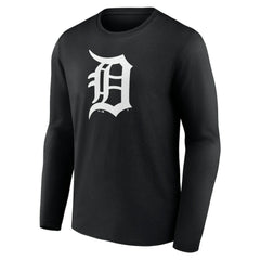 Detroit Tigers Monochrome Personalized Name & Number Long Sleeve T-Shirt - Black T-shirts
