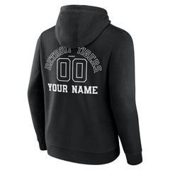 Detroit Tigers Monochrome Personalized Name & Number Pullover Hoodie - Black Hoodies