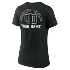 Houston Astros Women's Monochrome Personalized Name & Number V-Neck T-Shirt - Black T-shirts